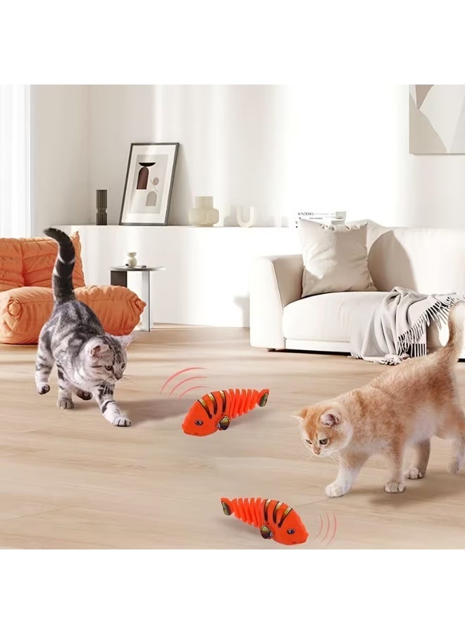 لعبة قطط على شكل سمكة كرتونية متأرجحة تعمل بالزنبرك مع دوران 360 درجة، لا تحتاج إلى بطارية، لعبة تفاعلية للحيوانات الأليفة - Image 2